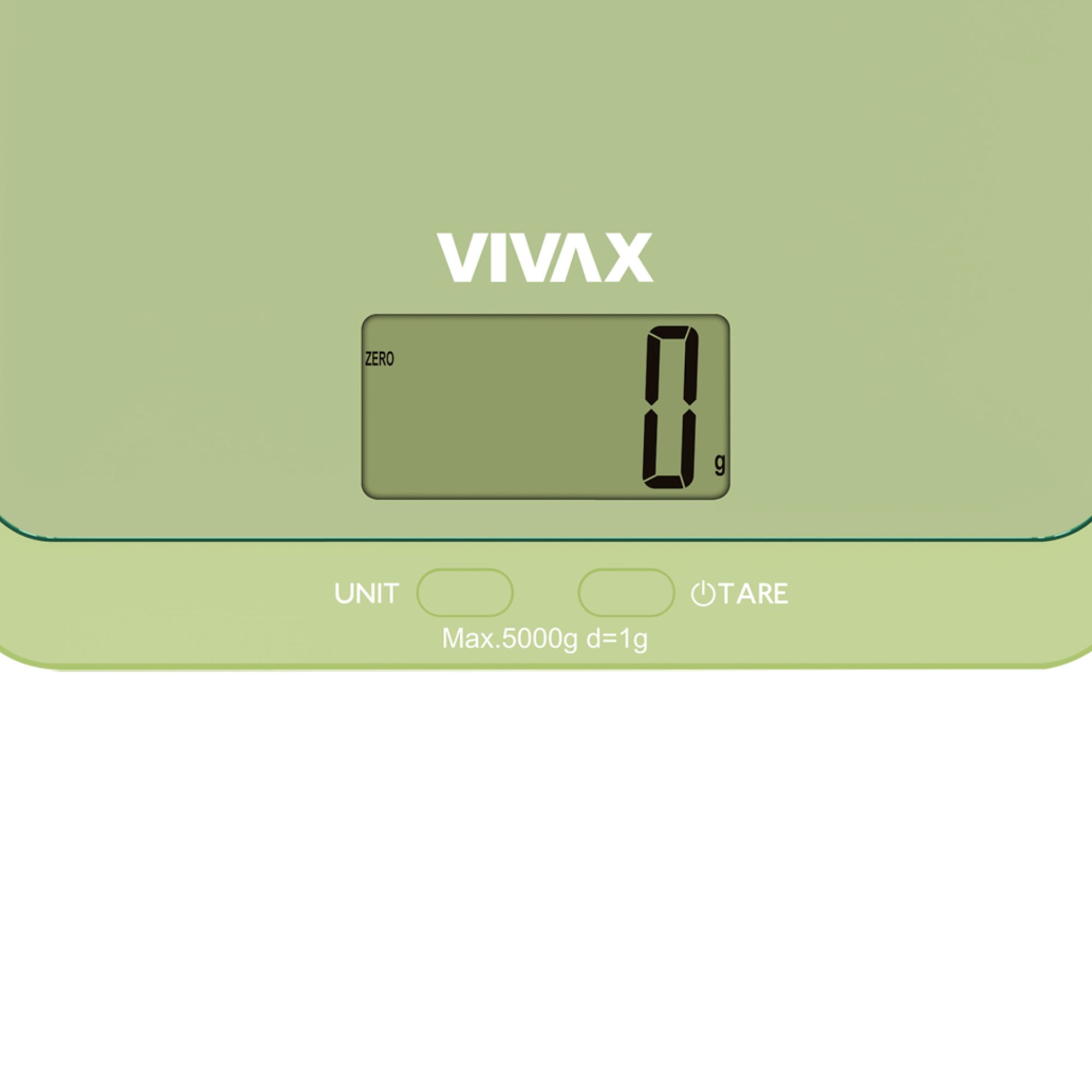 Zielona waga Vivax pod kątem w prawo